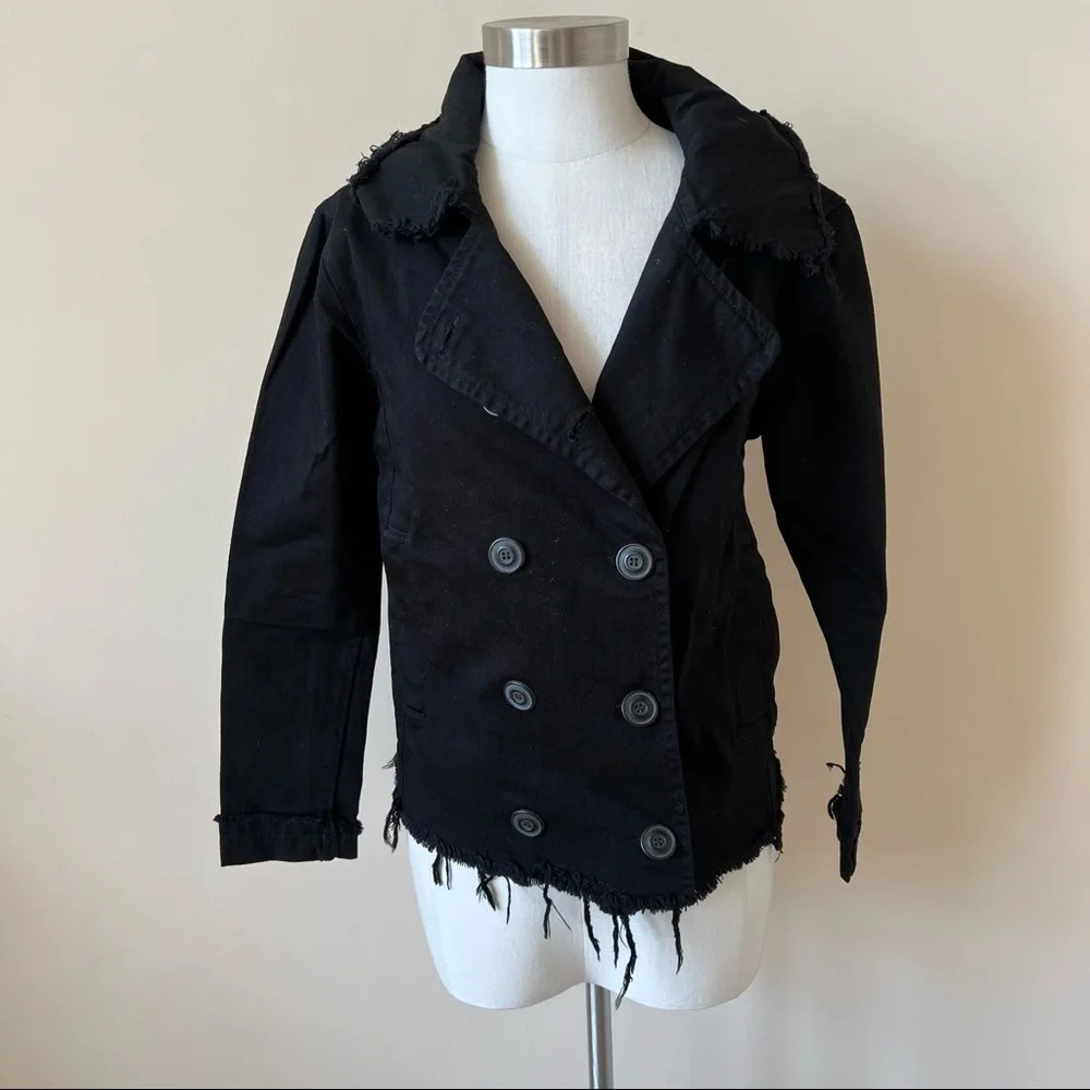 NSF Raw Hem Twill Double Breasted Jacket Size XS